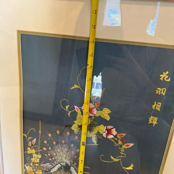 Vintage MidCentury Embroidery Silk Forbidden Stitches Birds on Tree Wall Hanging - Picture 10 of 13